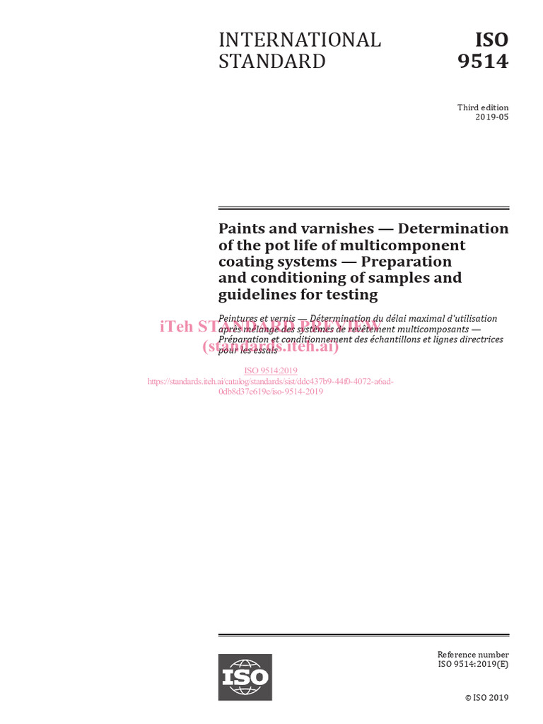 ISO 9514:2019 Pot Life Testing Guidelines | PDF | International ...
