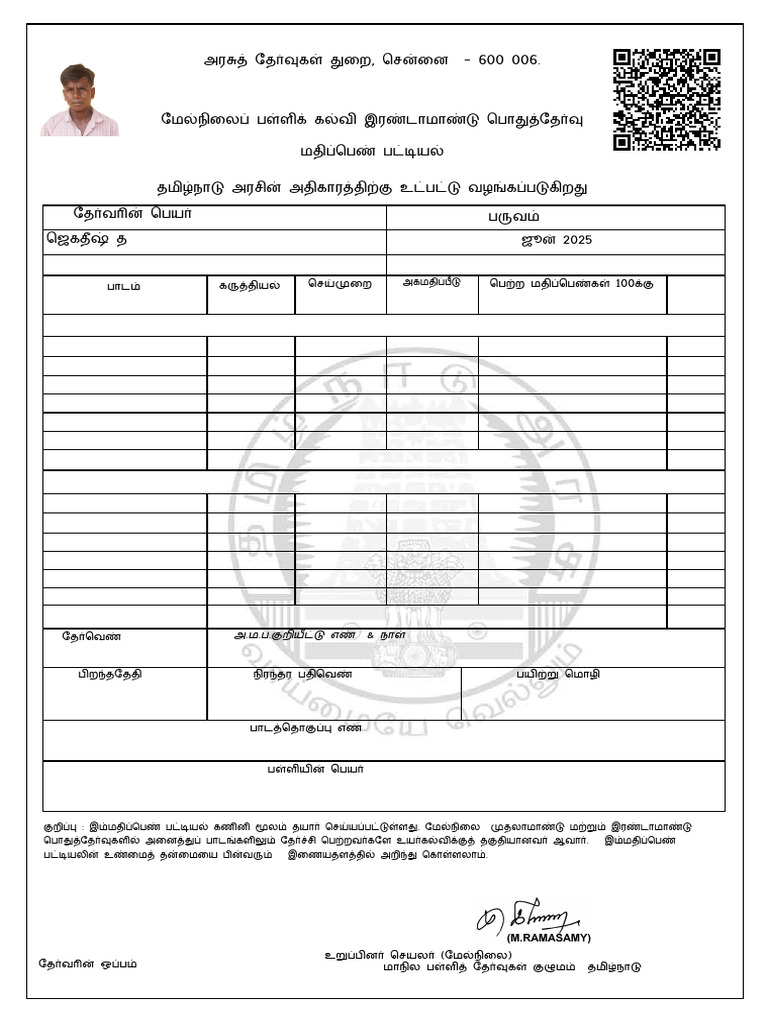 1 JUL Provisional Marksheet | PDF