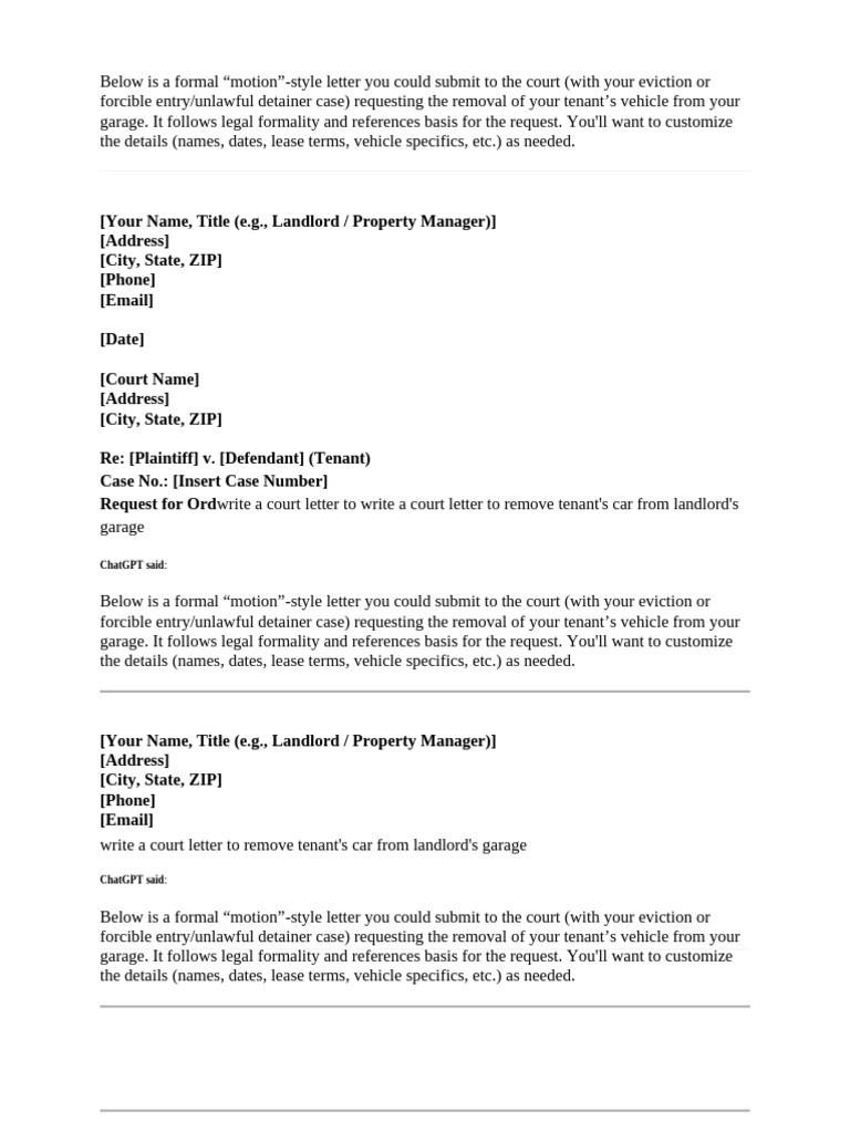 Write a Court Letter to Remove Tenant | PDF | Eviction | Lease