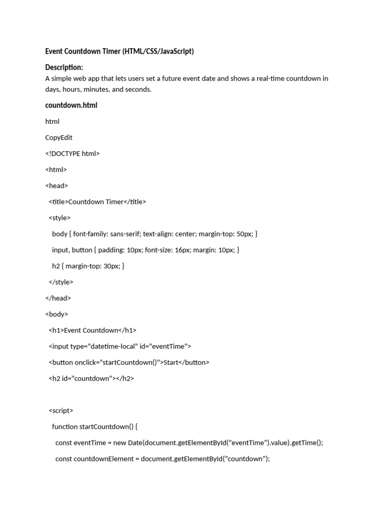 Event Countdown Timer | PDF