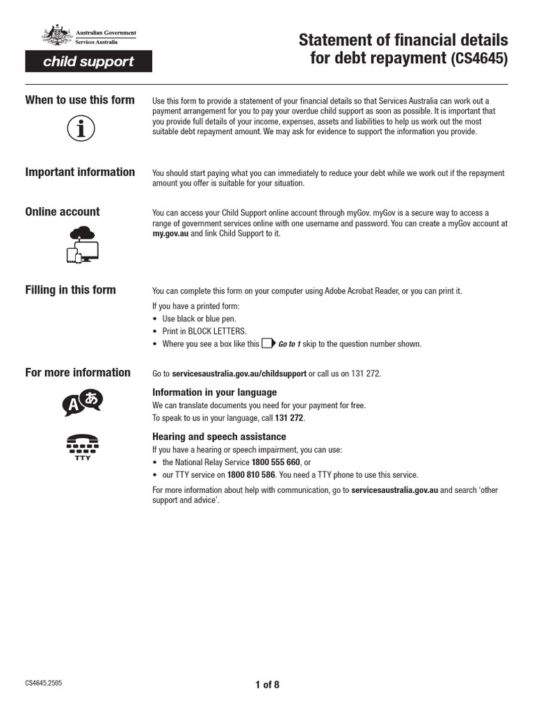 Child Support Financial Statement Form | PDF | Cost Of Living | Loans