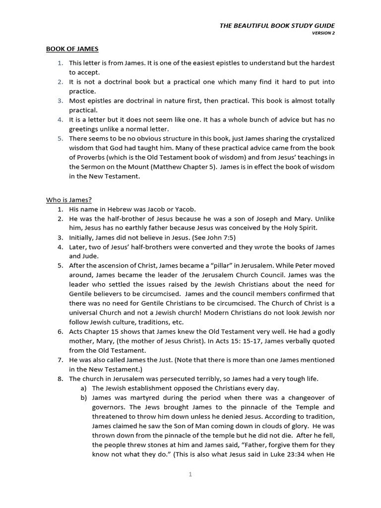 Study Guide for the Book of James | PDF | Jesus | Epistle Of James