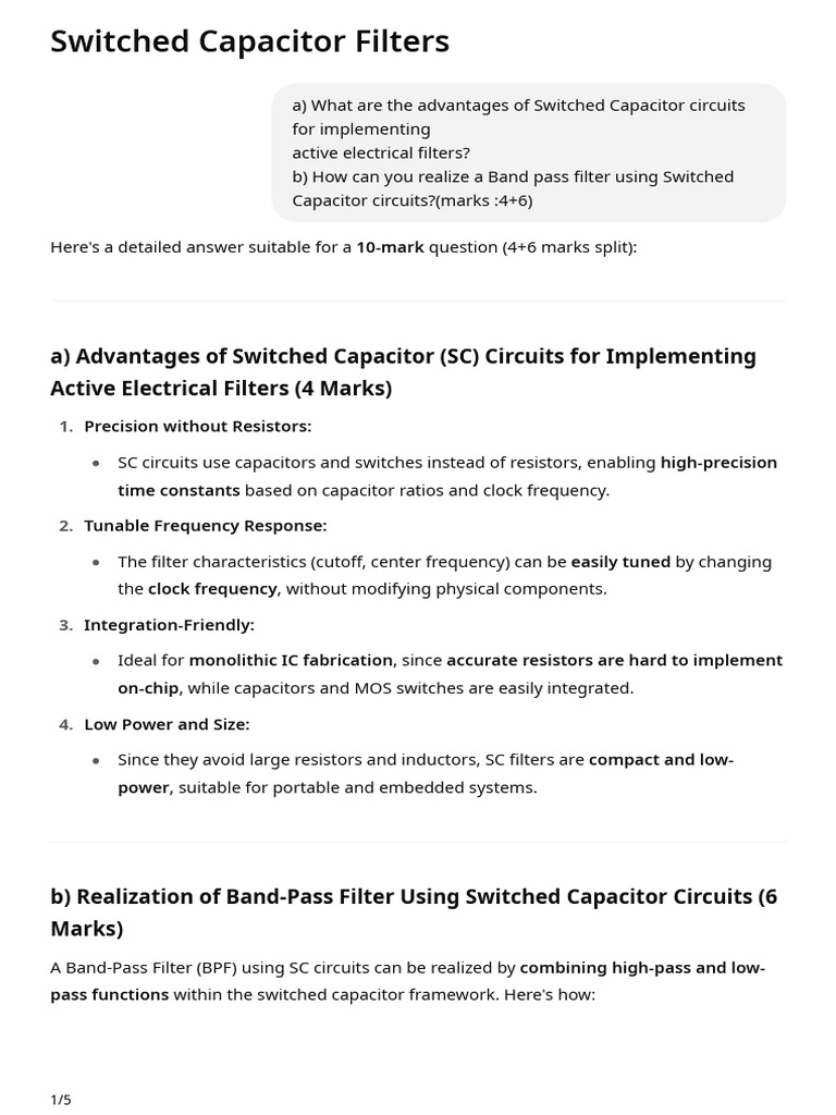 Switched Capacitor Filters | PDF | Electronic Filter | Capacitor
