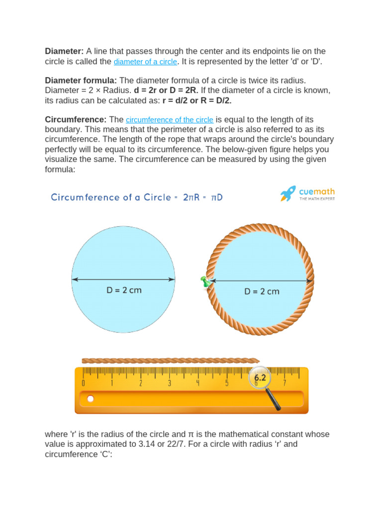 Diameter | PDF | Area | Circle