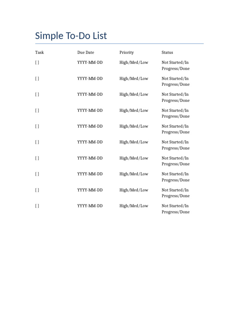 Simple To-Do List Template | PDF