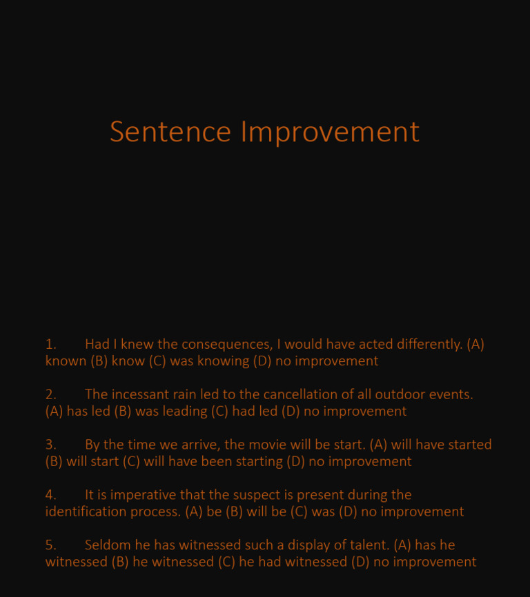 Sentence Improvement Exercises | PDF