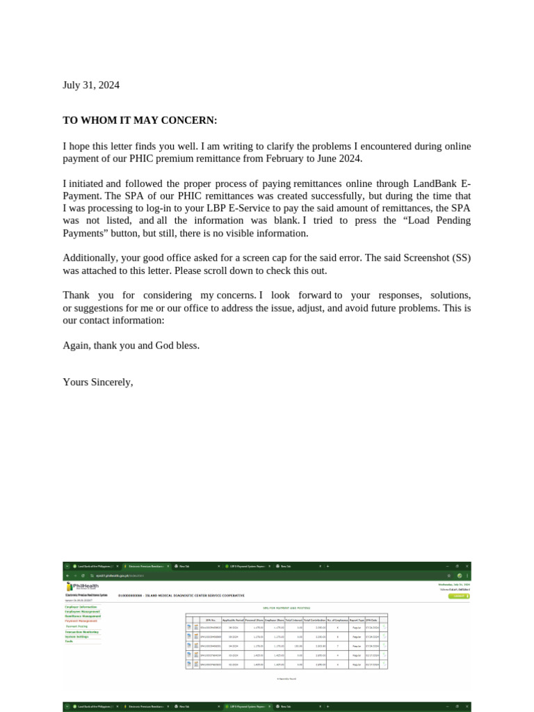 Issues with LandBank E-Payment Portal | PDF