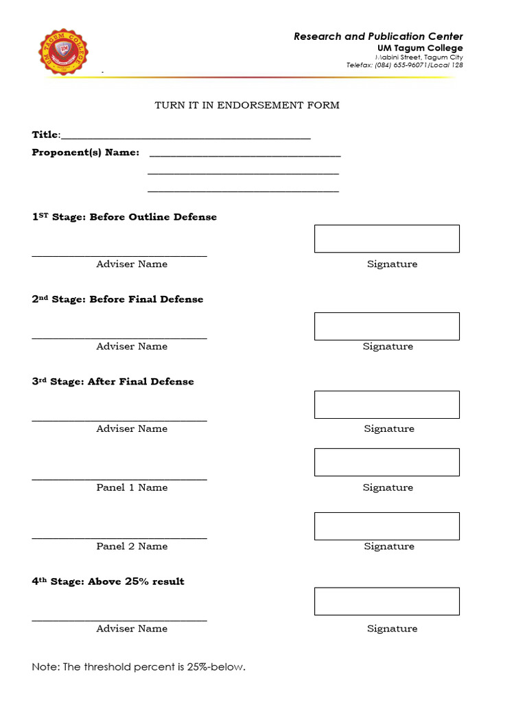 ZB Turn It in Endorsement Form | PDF