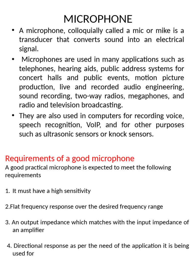 Microphone | PDF | Microphone | Sound Technology