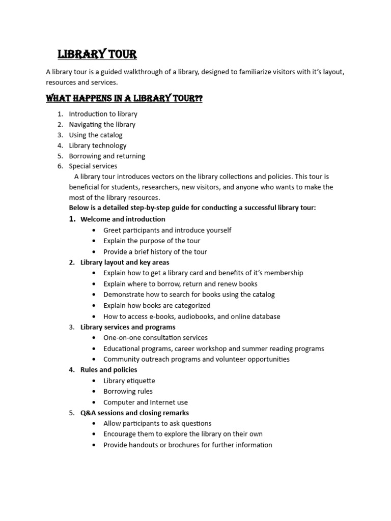 Library Tour Guide and Overview | PDF