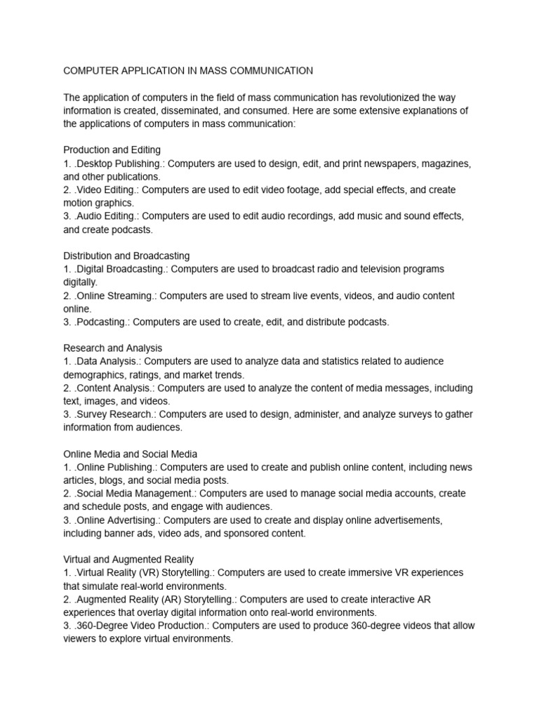 Computers in Mass Communication Applications | PDF | Augmented Reality ...