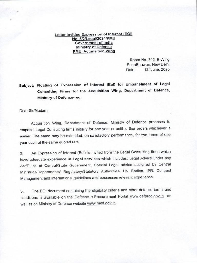 Expression of Interest for Empanelment of Legal Consulting Firms 0 | PDF