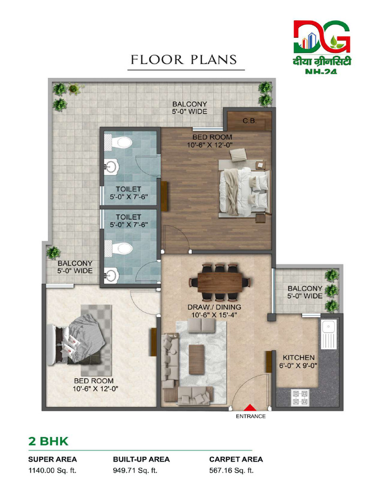 Diya Green City NH 24 2 BHK | PDF