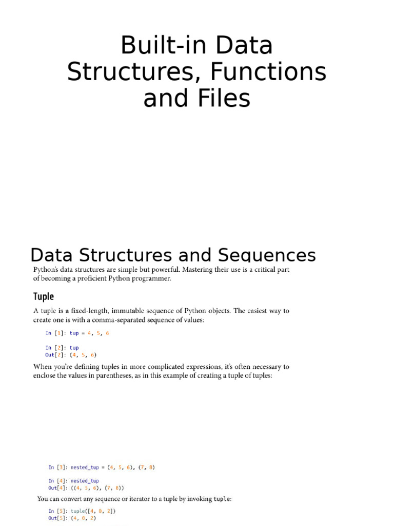 Built-In Data Structures, Functions and Files | PDF