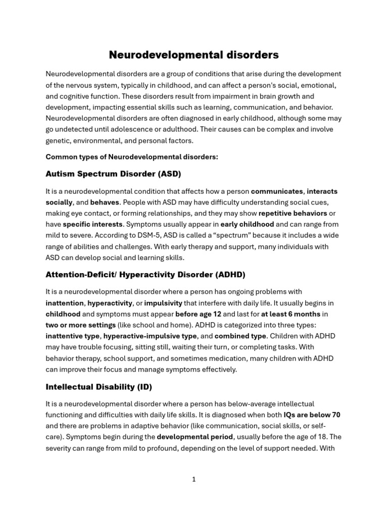 Understanding Neurodevelopmental Disorders | PDF | Attention Deficit ...