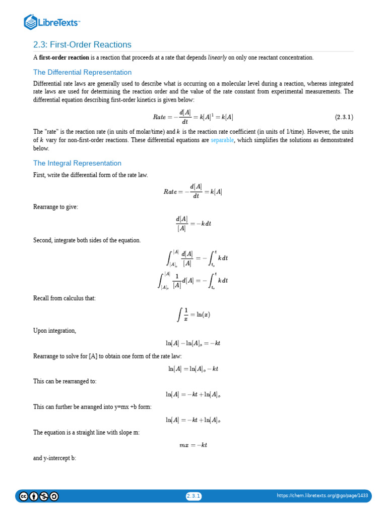 First-Order Reaction Kinetics Explained | PDF | Reaction Rate ...
