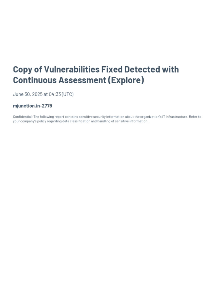 Vulnerabilities Fixed Detected With Continuous Assessment (Explore ...