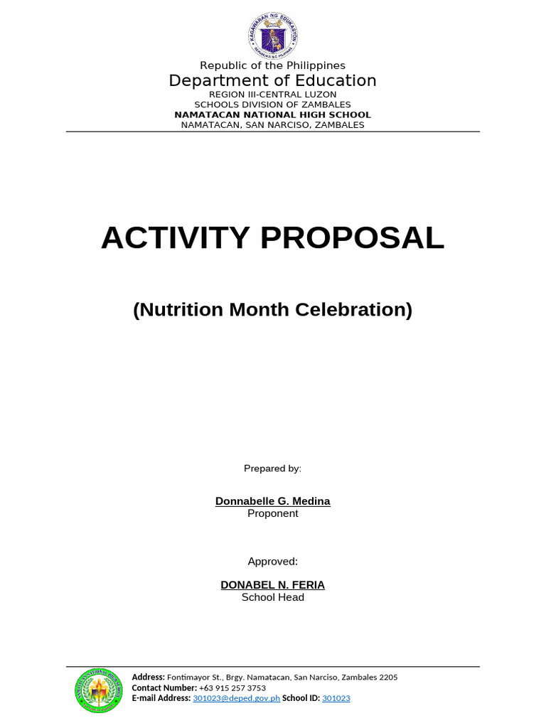 Activity Proposal in Nutrition Month | PDF | Foods
