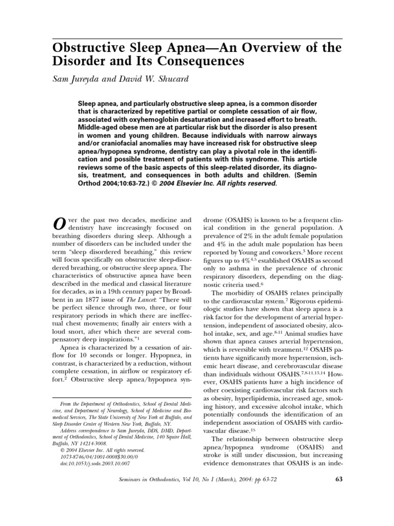 Overview of Obstructive Sleep Apnea | PDF | Sleep Apnea | Medicine