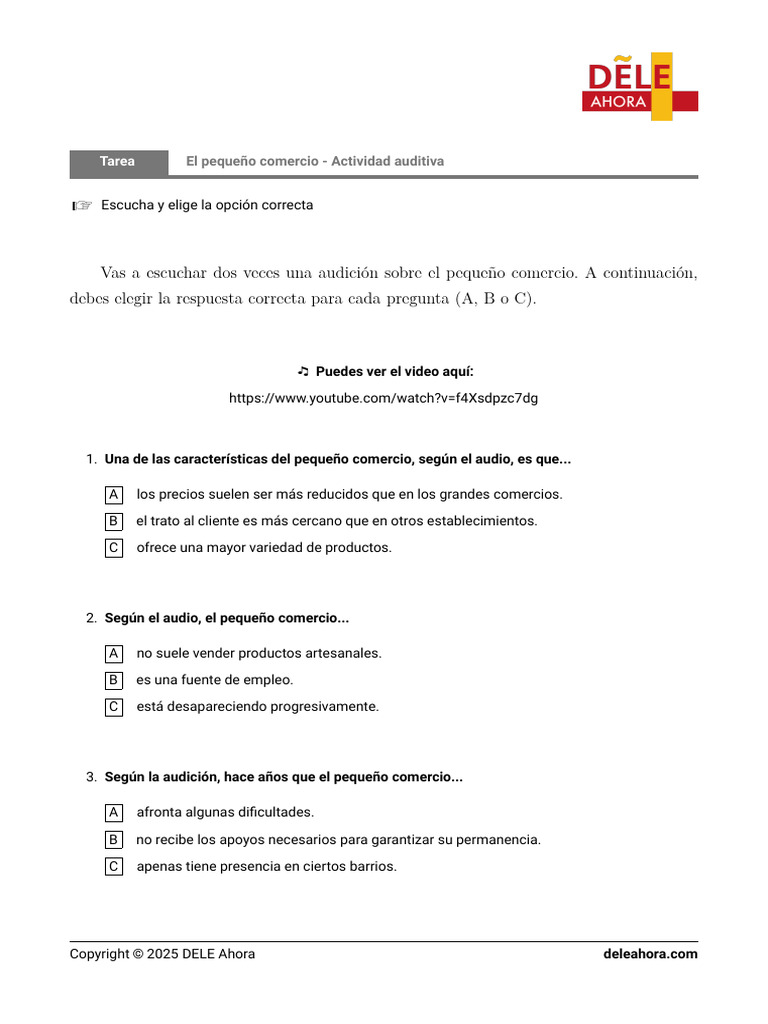 UNNEq2 El Pequeno Comercio Actividad Auditiva | PDF
