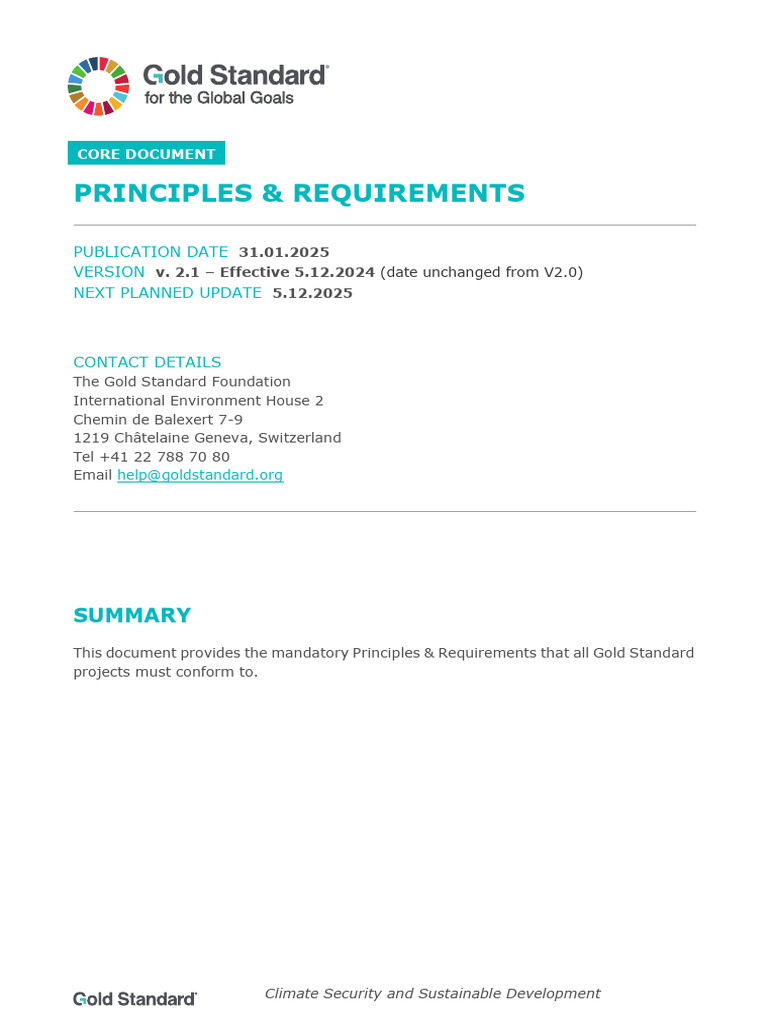 Gold Standard Principles & Requirements | PDF | Verification And Validation