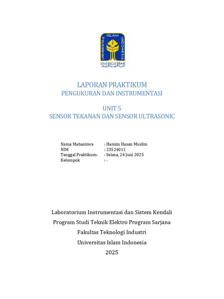 Laporan Praktikum Pinguin Unit 5 Sensor Tekanan & Sensor Ultrasonic | PDF