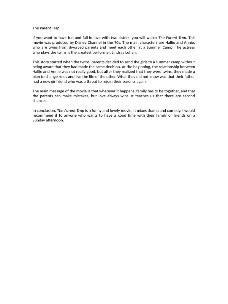 The Parent Trap - REVIEW | PDF