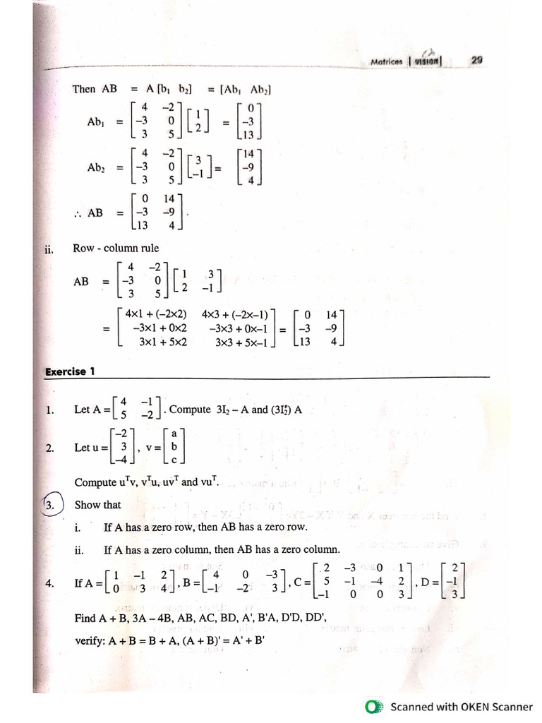 Matrix Algebra Assignment 1st | PDF