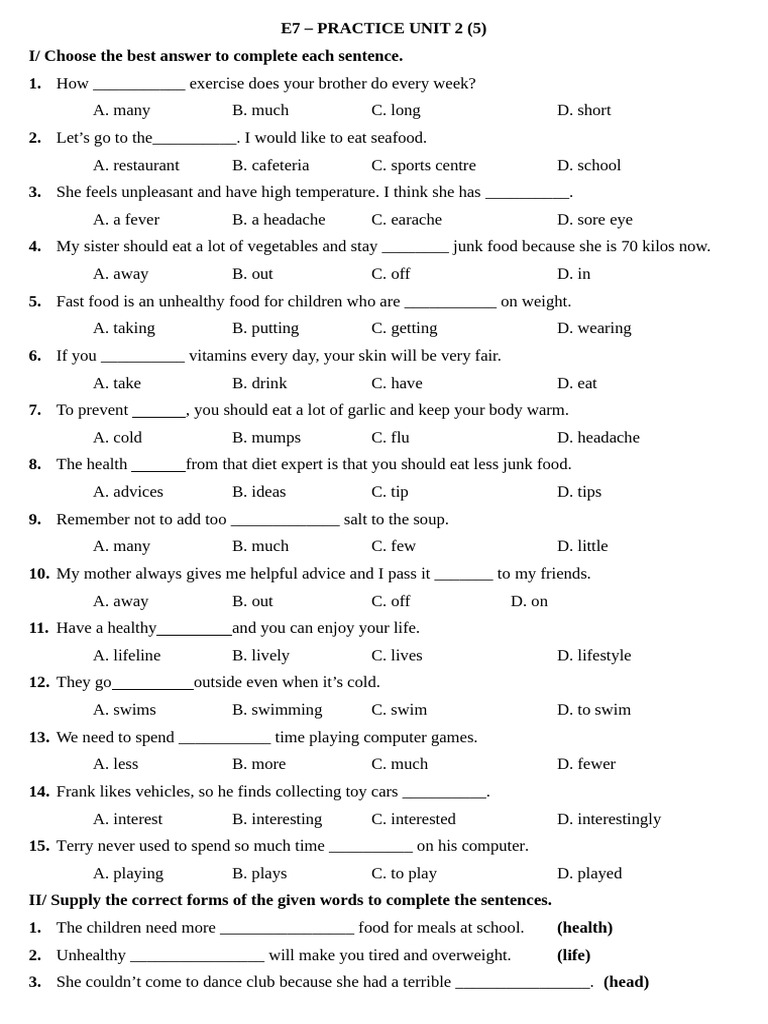 HT 7 - Practice Unit 2 | PDF