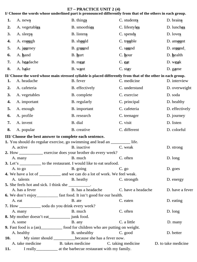 HT 7 - Practice Unit 2 | PDF