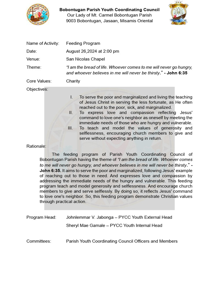 Feeding Progrm | PDF | Love | Christian Belief And Doctrine