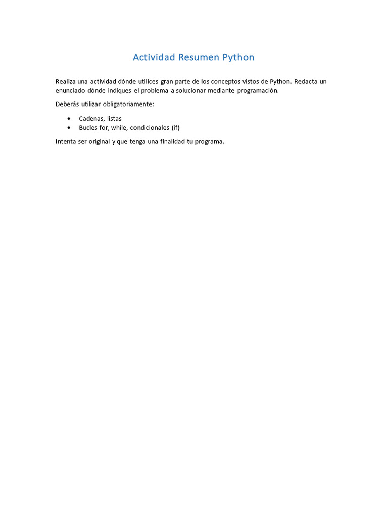 Actividad Práctica de Programación en Python | PDF