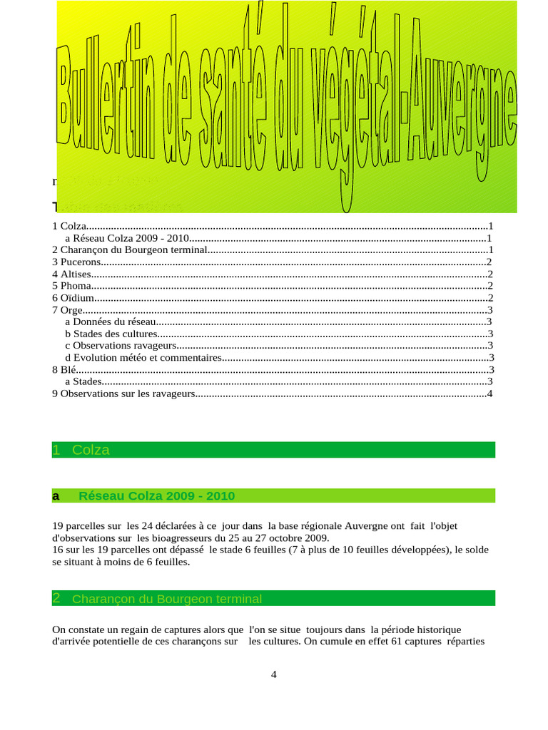 Observations des ravageurs en cultures 2009 | PDF