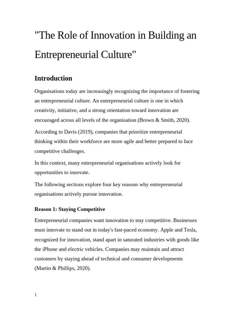 Innovation's Impact on Entrepreneurial Culture | PDF | Entrepreneurship ...