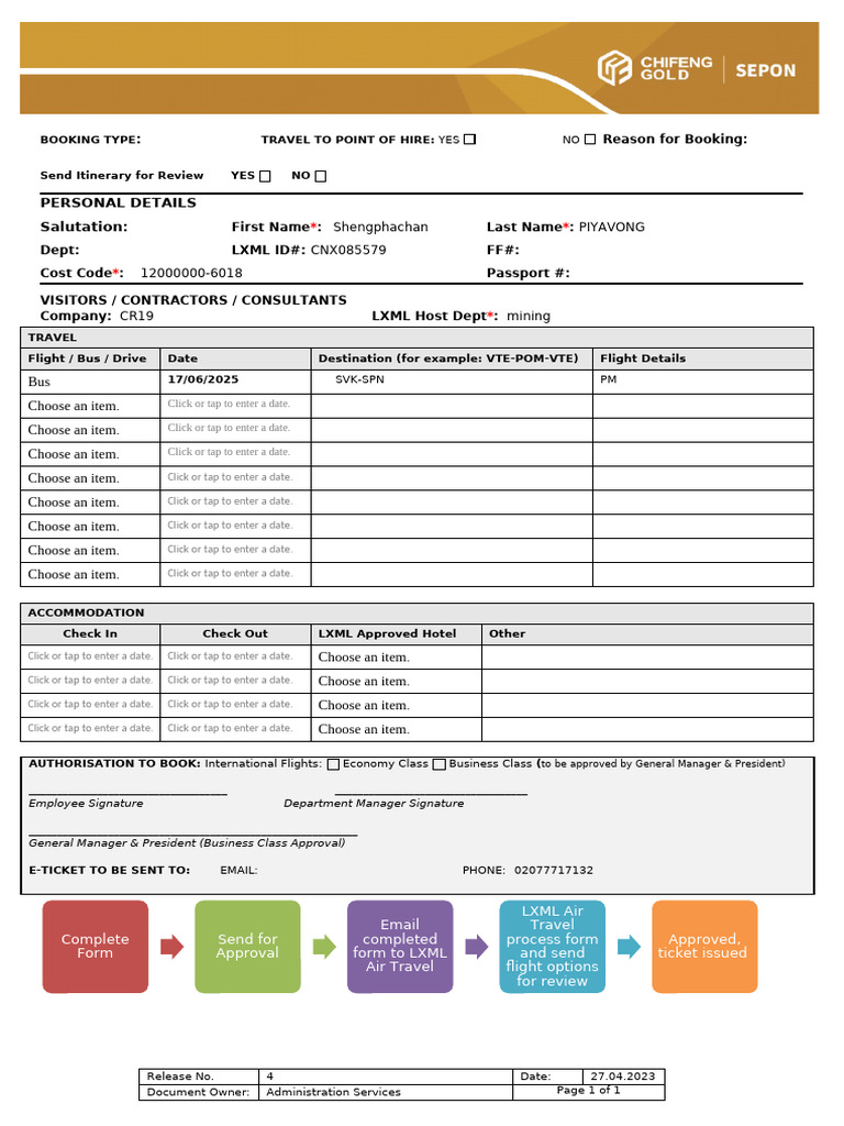 CR19 Travel Request Form | PDF