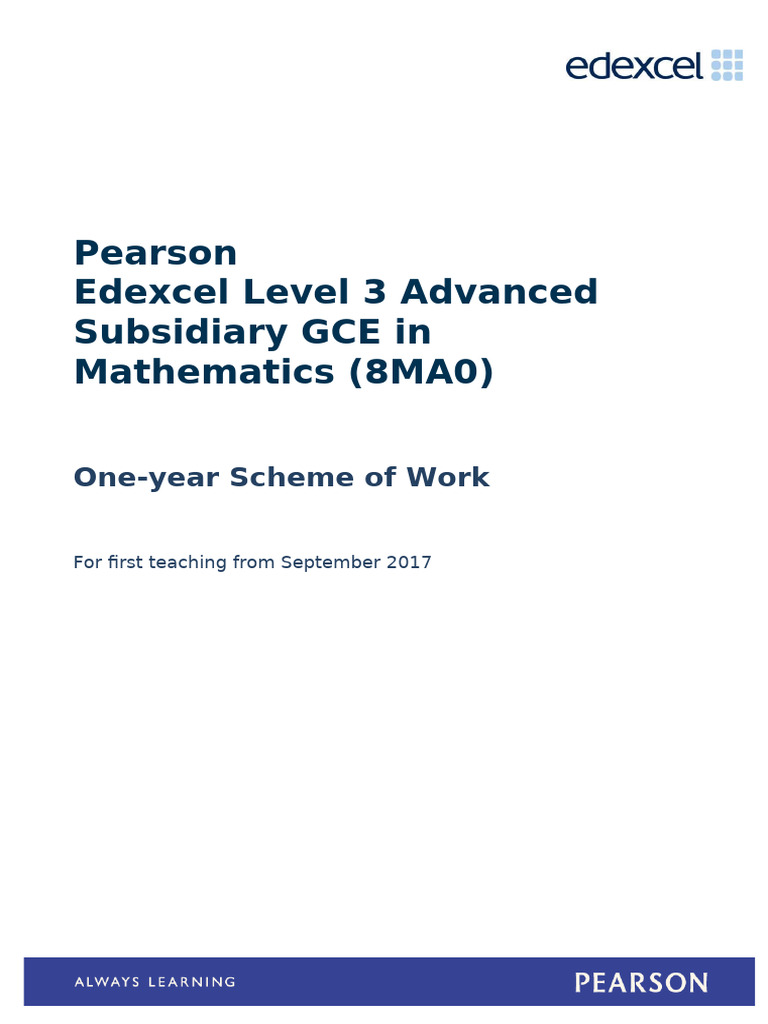 AS Level Mathematics One-Year Scheme | PDF | Quadratic Equation | Equations