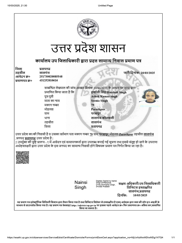 Nainsi Singh: Digitally Signed by Nainsi Singh O Personal, C IN, CN ...