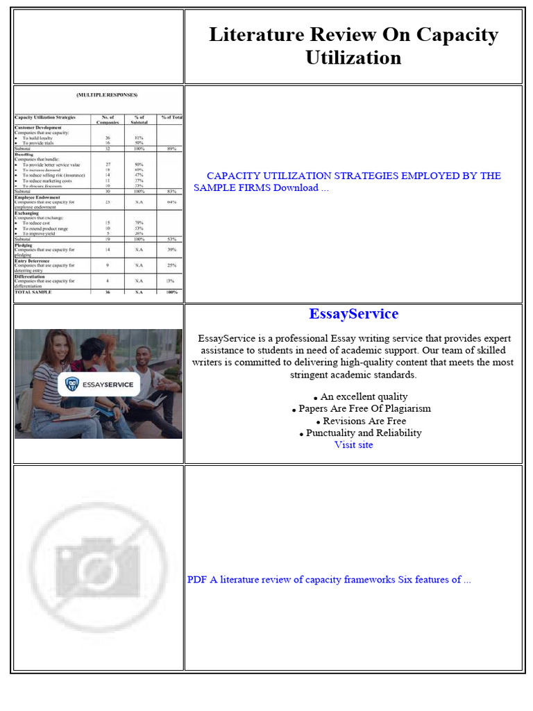 Literature Review On Capacity Utilization | PDF | Essays | Sustainability