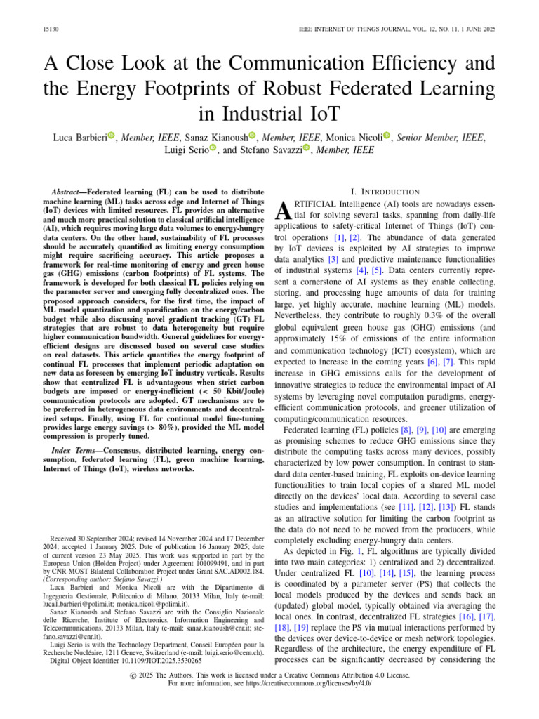 Energy Efficiency in Federated Learning | PDF | Internet Of Things ...