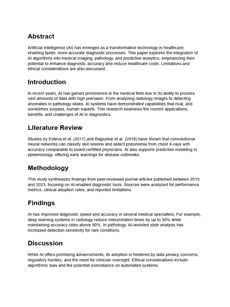 AI in Healthcare Diagnostics: Benefits & Challenges | PDF | Artificial ...