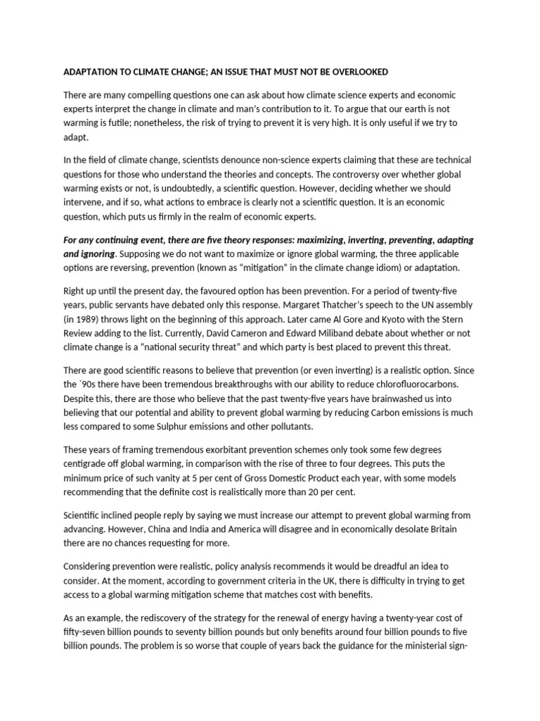 Climate Change Adaptation Strategies | PDF | Climate Change | Climate ...