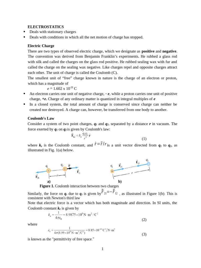 Understanding Electrostatics and Charges | PDF | Capacitance | Electric ...