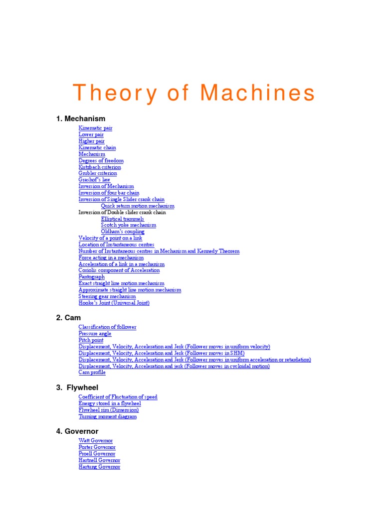 Theory of Machines Questions and Answers Old PDF Acceleration