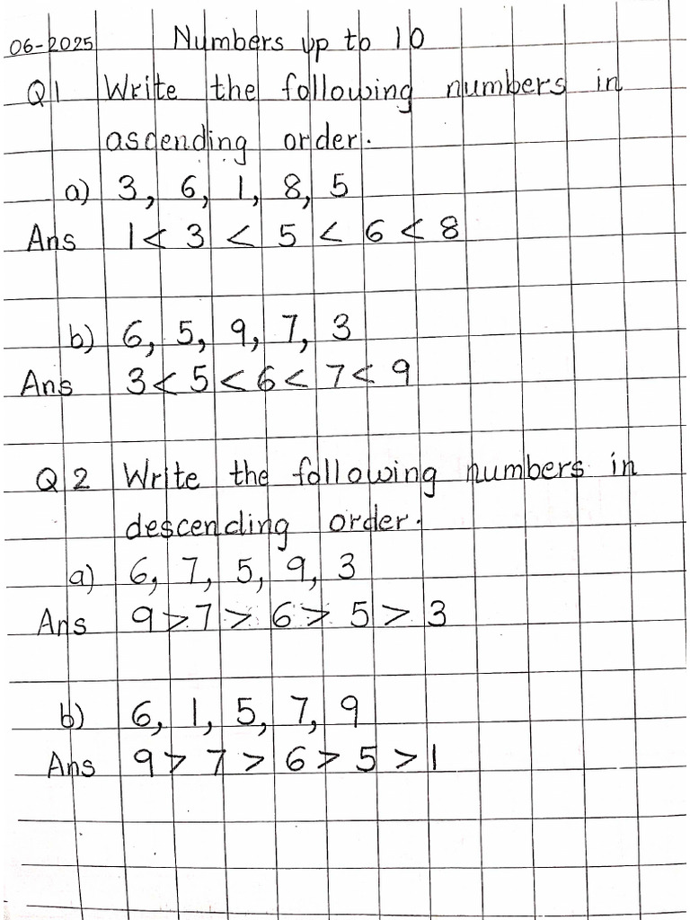 Class 1 Math Numbers Up To 10 NB Exercise | PDF