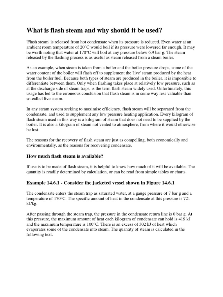 What Is Flash Steam and Why Should It Be Used? PDF Steam Hvac