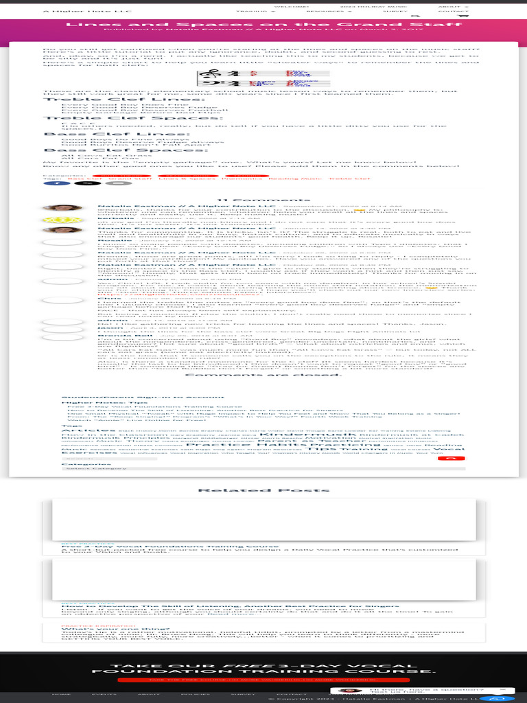 Lines and Spaces on the Grand Staff – A Higher Note LLC | PDF | Clef ...