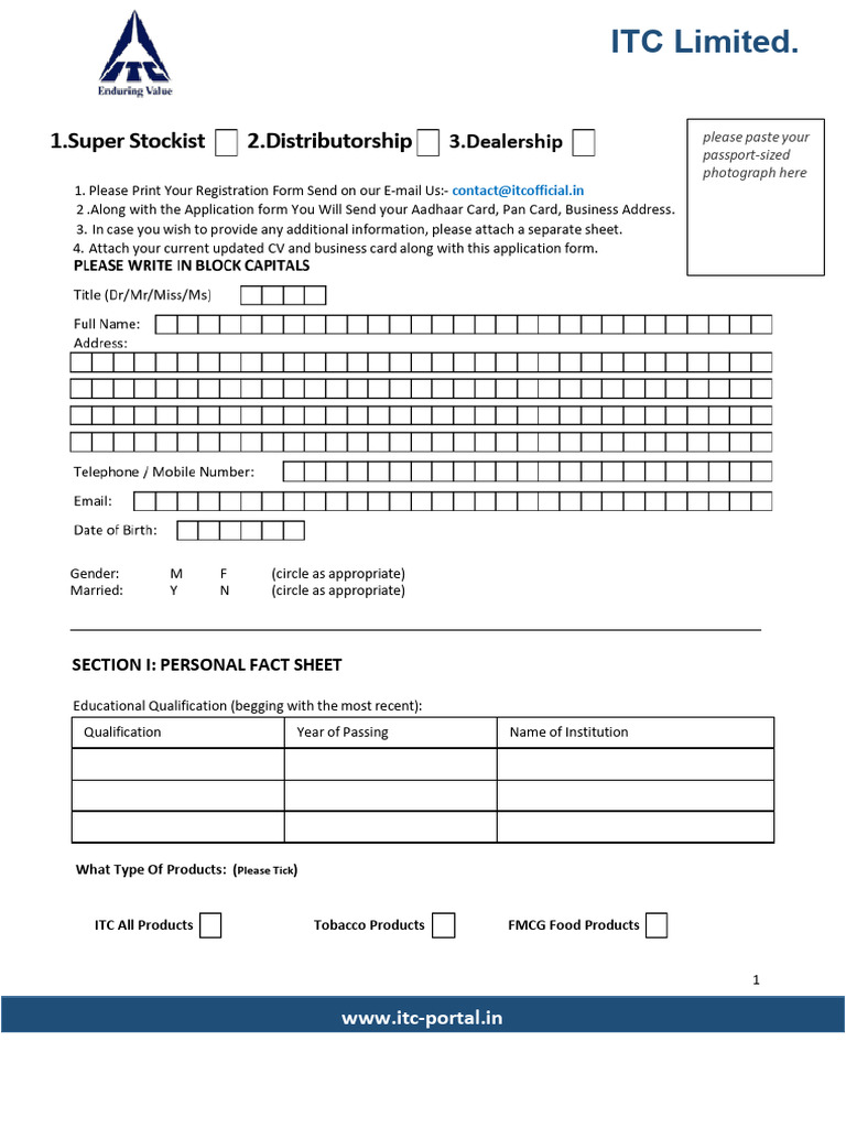 Itc Limited Application Form | PDF