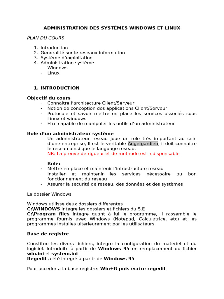 Administration Systèmes Windows et Linux | PDF | Active Directory ...