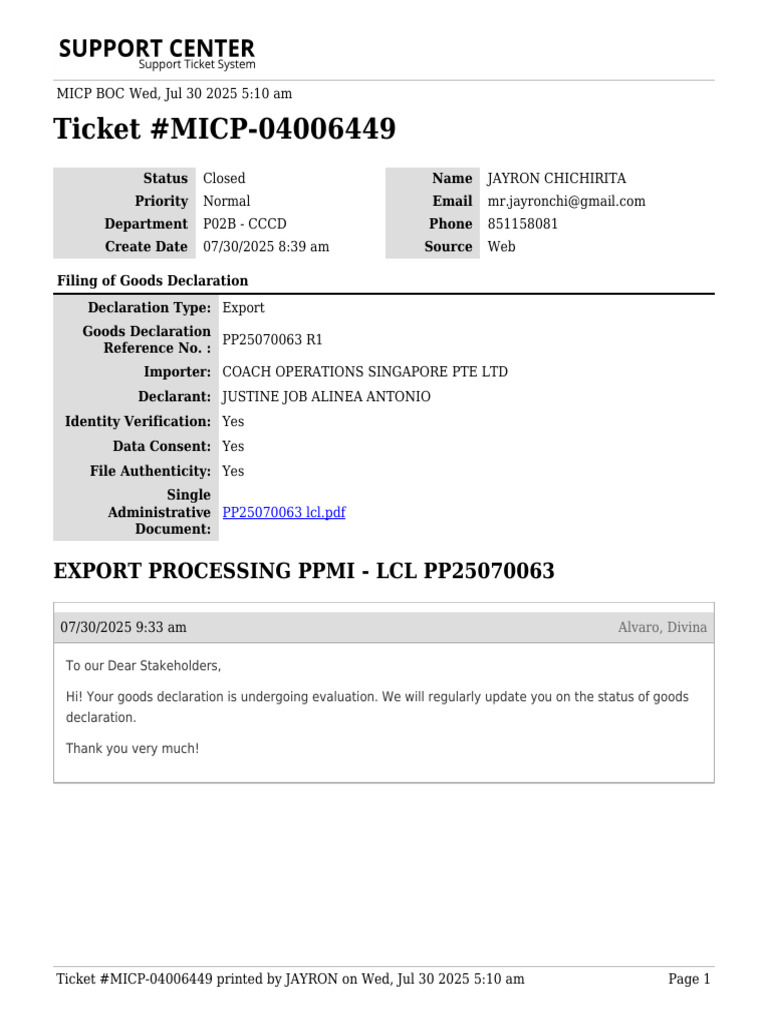 Ticket MICP 04006449 | PDF | Computing