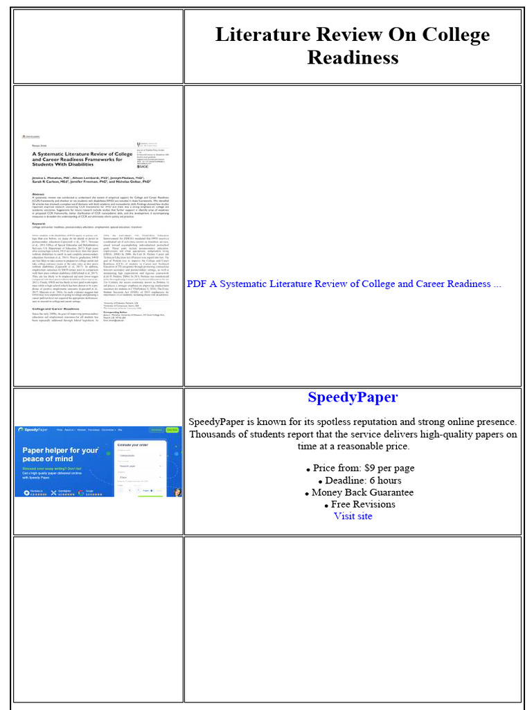 Literature Review On College Readiness | PDF | Methodology | Essays